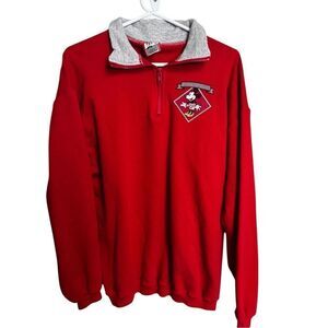 VTG 90’s Disney Designs Minnie Mouse 1/4 Zip Red Pullover Sweatshirt One Size M